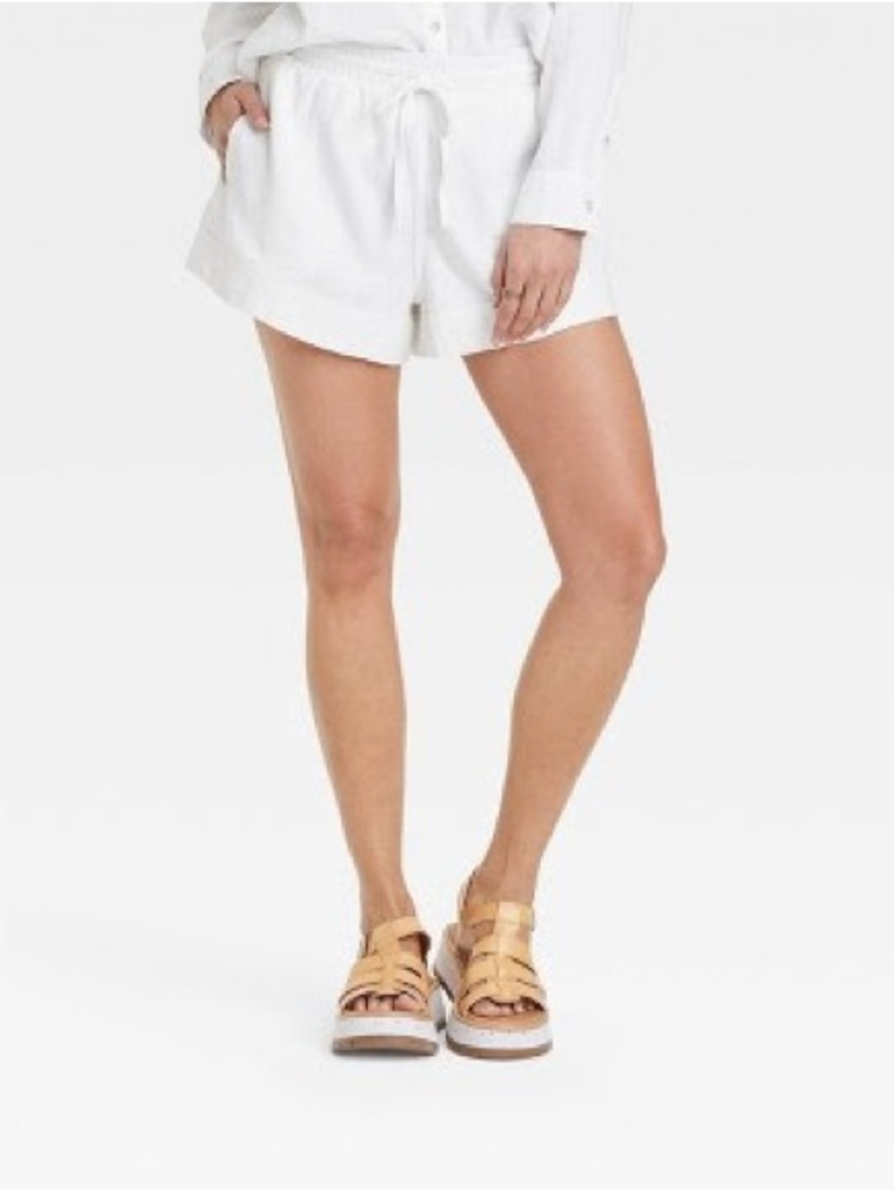 High-Rise Linen Pull-On Shorts